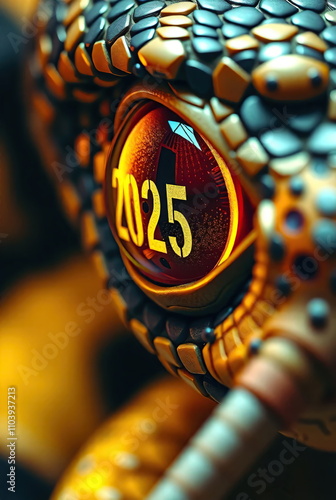 Reflection of the snake's eye with the number 