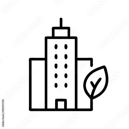 Good icon for eco-friendly buildings with a leaf
