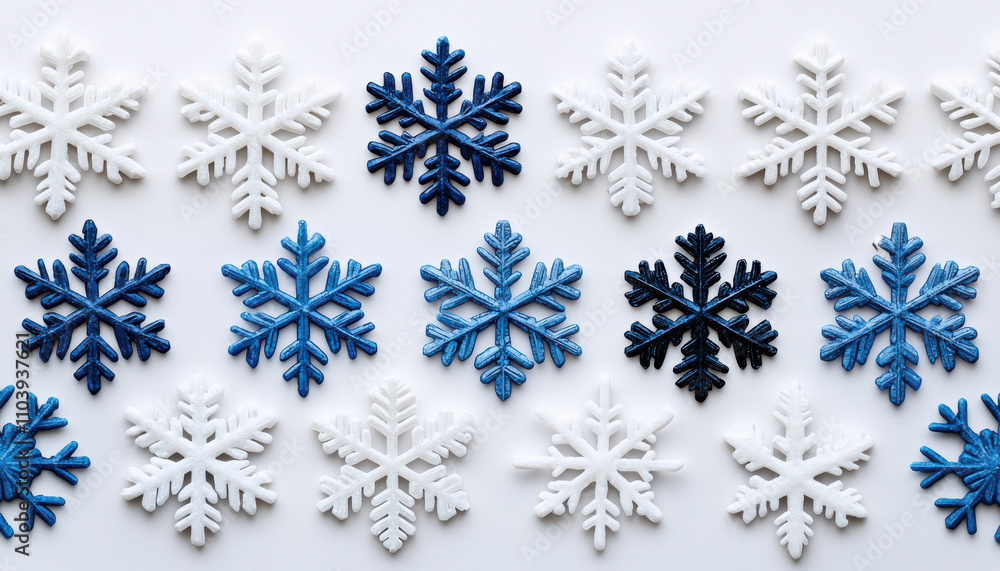 A collection of colorful snowflakes arranged in a visually appealing pattern, showcasing various shades of blue and white against a light background. A collection of colorful snowflakes arranged in a visually appealing pattern, showcasing various shades of blue and white against a light background.