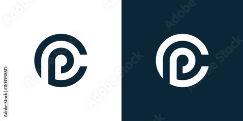 P and C letter combination logo in circle, P C circle logo