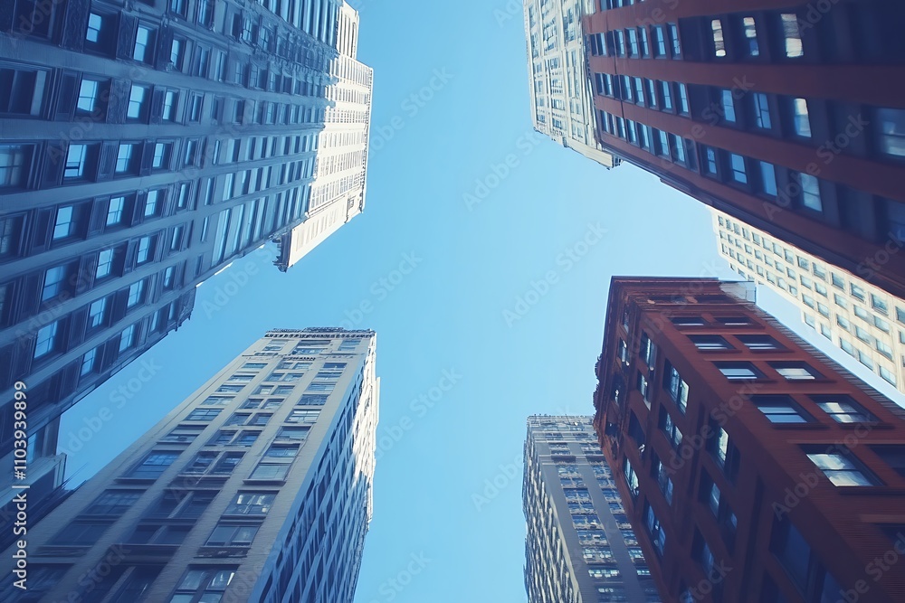 Fototapeta premium Modern Metropolis High-Rise Brick Building Elevation