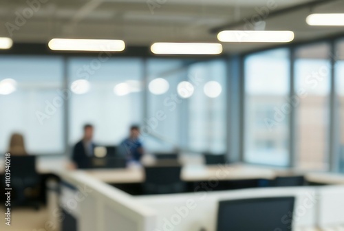 Wallpaper Mural Modern office workspace blur. Abstract blurred image of a busy office conveying teamwork and productivity.  Suggests collaboration and a professional atmosphere. Torontodigital.ca