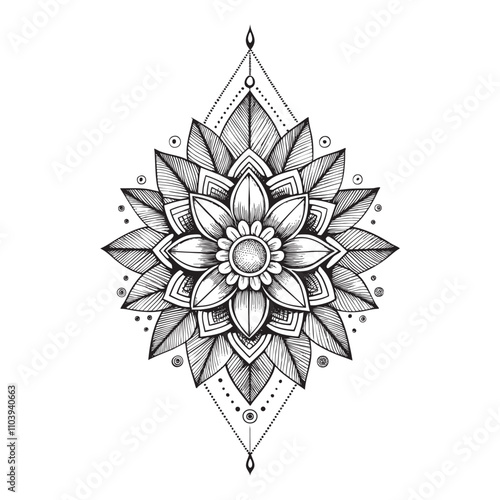 Flower Geometric sketch hand dawn drawing vector illustration