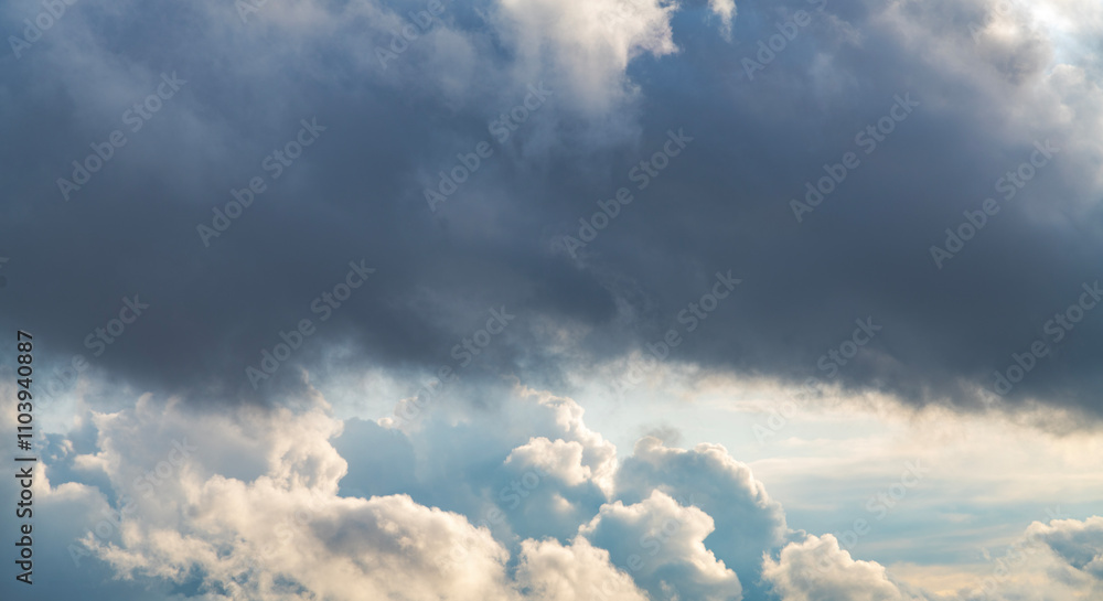 Fototapeta premium Sky background. Beautiful dramatic thunderclouds on the sky.