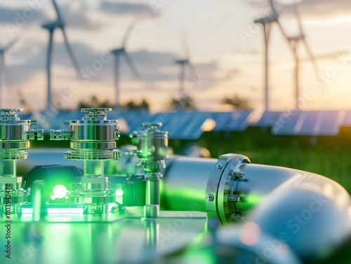 a green hydrogen production facility seamlessly integrated with renewable energy sources. 