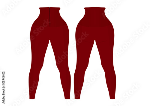 Red   tight pants leggings. vector illustration