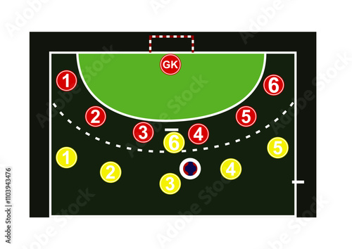 Handball field tactics. vector illustration