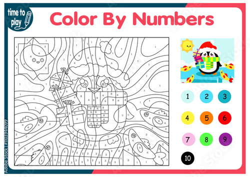 children's educational tasks, games. puzzle. coloring by numbers. Christmas tree. Christmas balls. penguin. deer. 