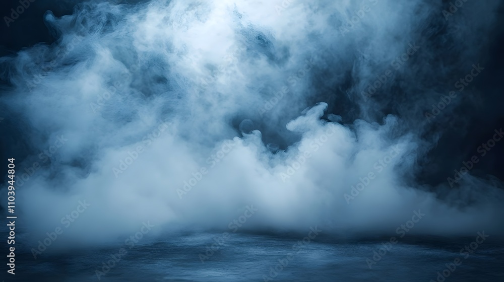 Fototapeta premium Blue Smoke Over Dark Surface Abstract Image