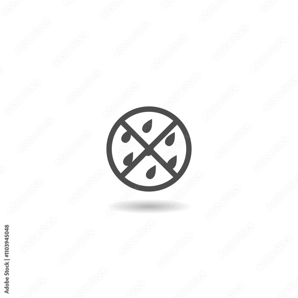Fototapeta premium No water drop no liquid icon with shadow