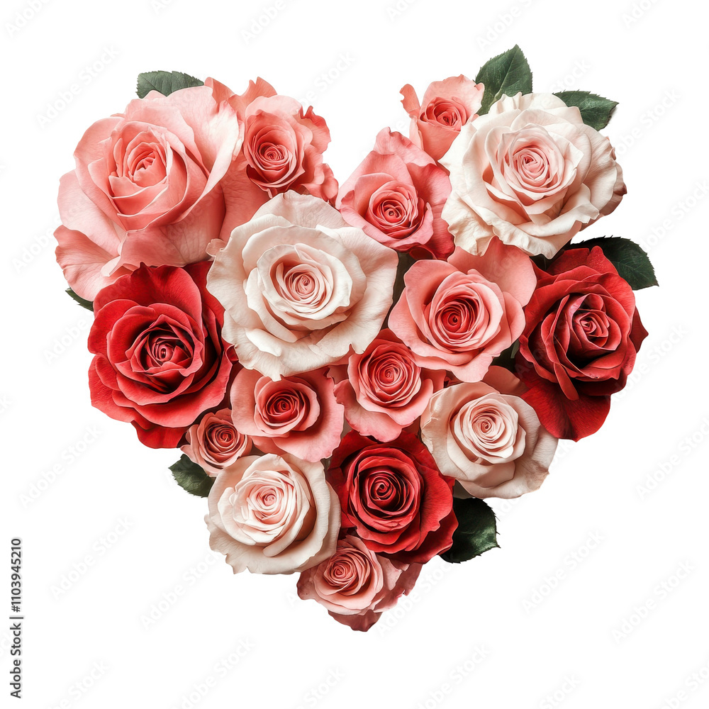 Heart of Roses Pink and red roses arranged in a heart shape symbolizing love romance elegance against white background Isolated on white background or PNG Heart of Roses Pink and red roses arranged in a heart shape symbolizing love romance elegance against white background Isolated on white background or PNG