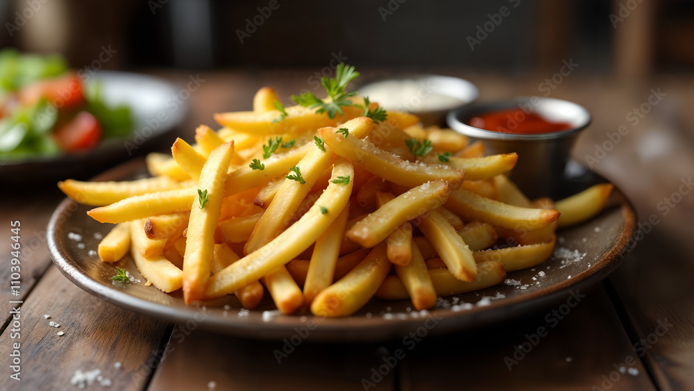 Perfectly Fried French Fries with Dipping Sauces Perfectly Fried French Fries with Dipping Sauces