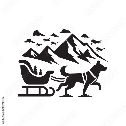 Dog Sled vector icon symbol design illustration