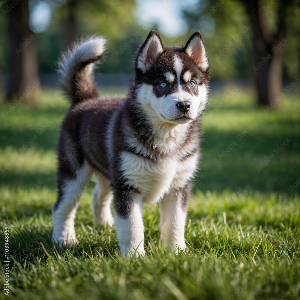 Siberian Husky puppy with mesmerizing blue eyes Siberian Husky puppy with mesmerizing blue eyes