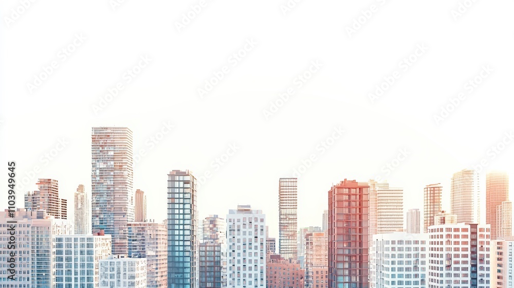 Obraz premium a city scene of high rise buildings against a white background 