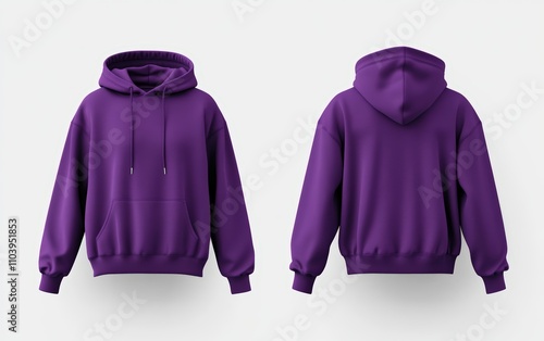 Wallpaper Mural Blank purple hoodie mockup, front and back view, 3D rendering, white background  Torontodigital.ca
