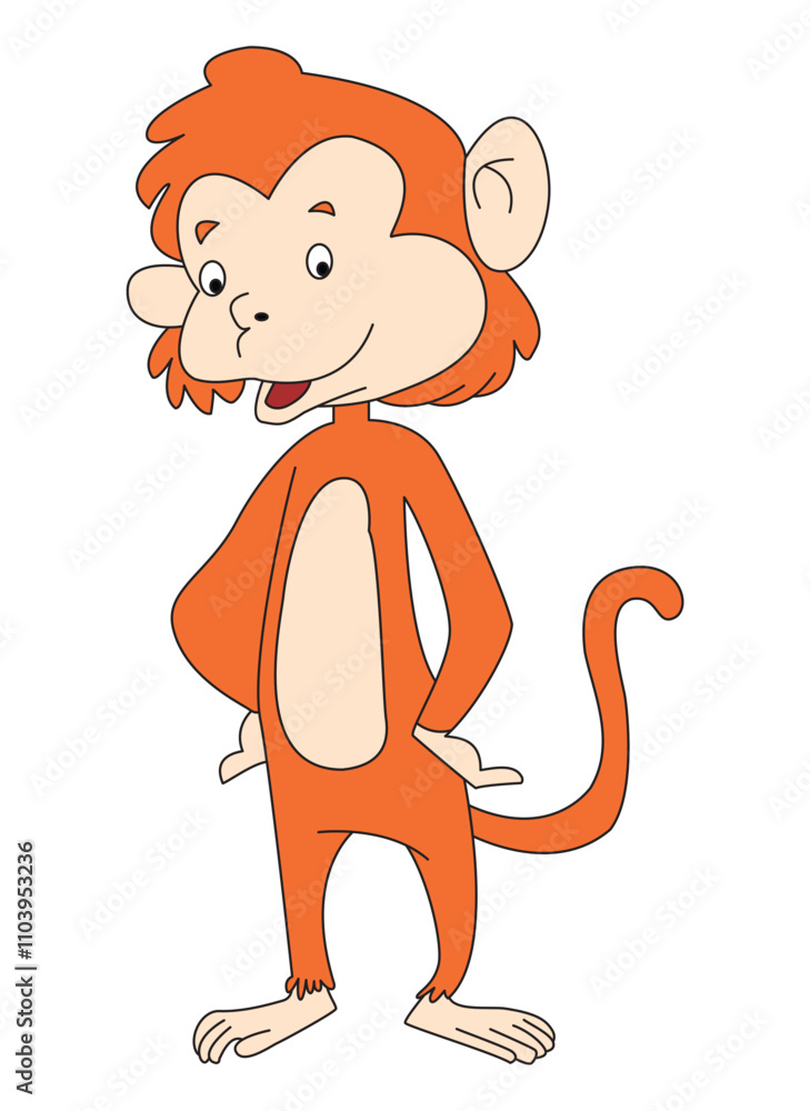 Obraz premium Cute monkey cartoon vector illustration