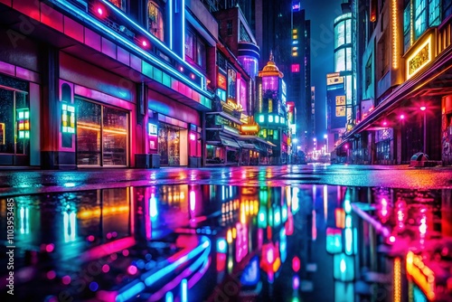 Vintage Neon Lights Creating a Futuristic Atmosphere in a Dark Space, Captured in Stunning Vintage Style Photography for a Unique Visual Experience