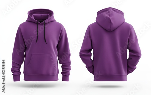 Wallpaper Mural Blank purple jacket mockup, front and back view, 3D rendering, white background  Torontodigital.ca