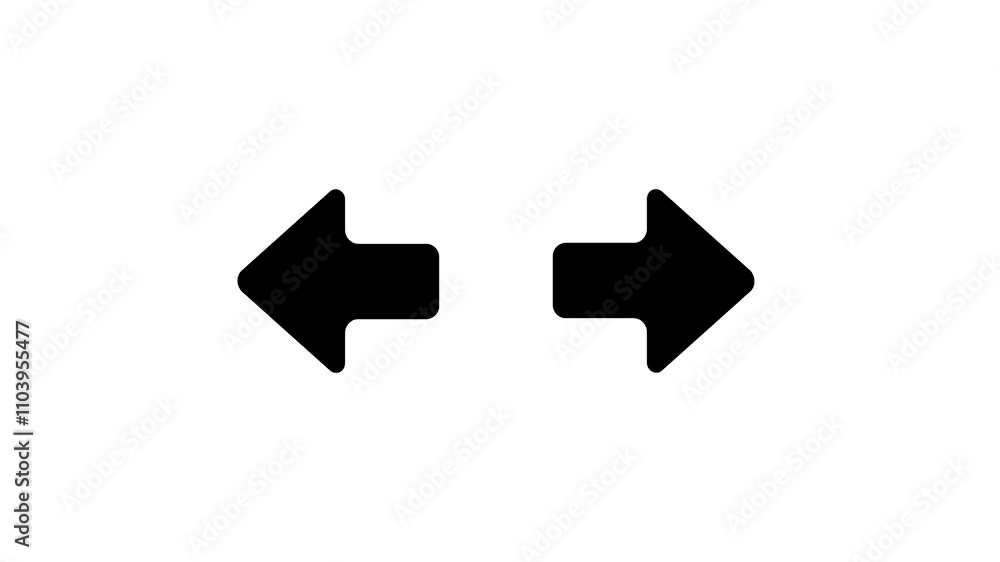 Highlight the black arrow shape element of Motion Graphics with White Screen. The arrow points to the center side. Highlight the black arrow shape element of Motion Graphics with White Screen. The arrow points to the center side.