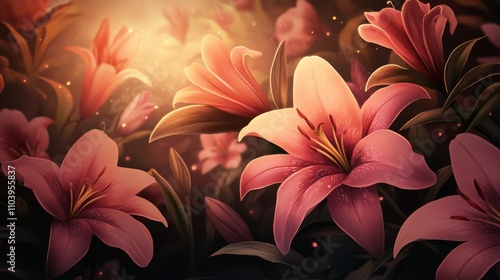 Pink Lilies in Bloom: A Floral Masterpiece