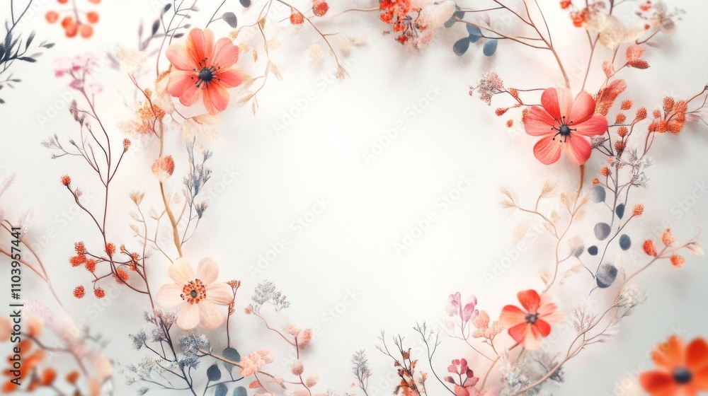 Delicate Dried Flower Wreath on White Background Delicate Dried Flower Wreath on White Background