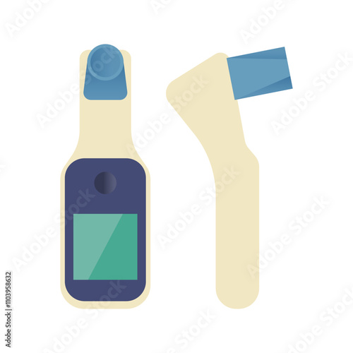 Set of Portable Spirometer Device Icon in Color Isolated on White Background. Asthma. Medical Device that Measures Maximum Possible Expiratory Flow Rate.