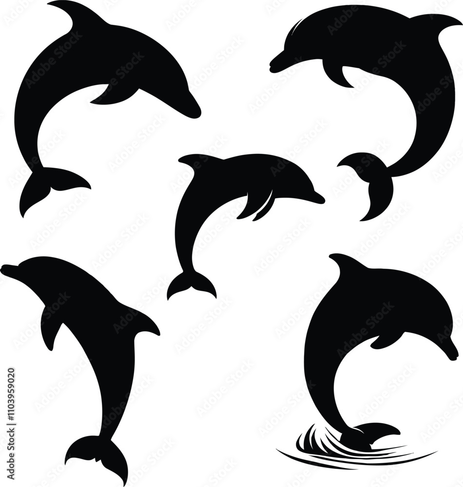 Naklejka premium Dolphin silhouette vector and dolphin illustration art