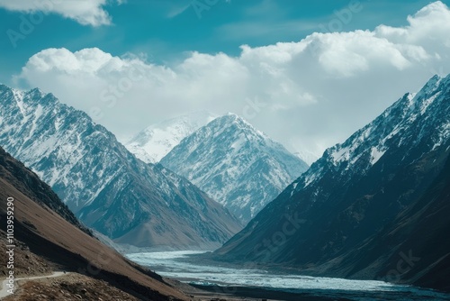 Majestic Snowcapped Mountains Valley Scenic View