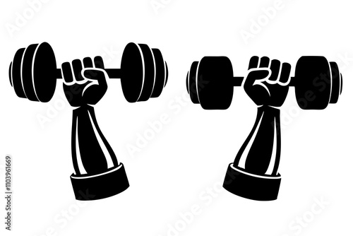 gym dumbbell silhouette icon vector.