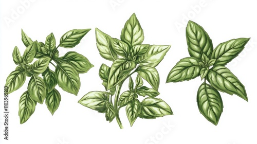 Fresh Basil Leaves: A Culinary Herb Illustration
