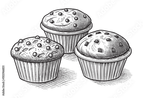 muffins sketch hand dawn drawing vector illustration