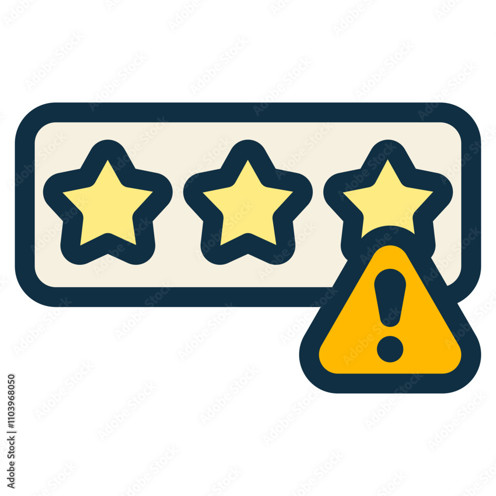 rating stars with warning sign icon rating stars with warning sign icon