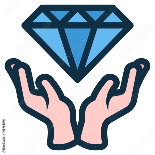 hands holding diamond value icon