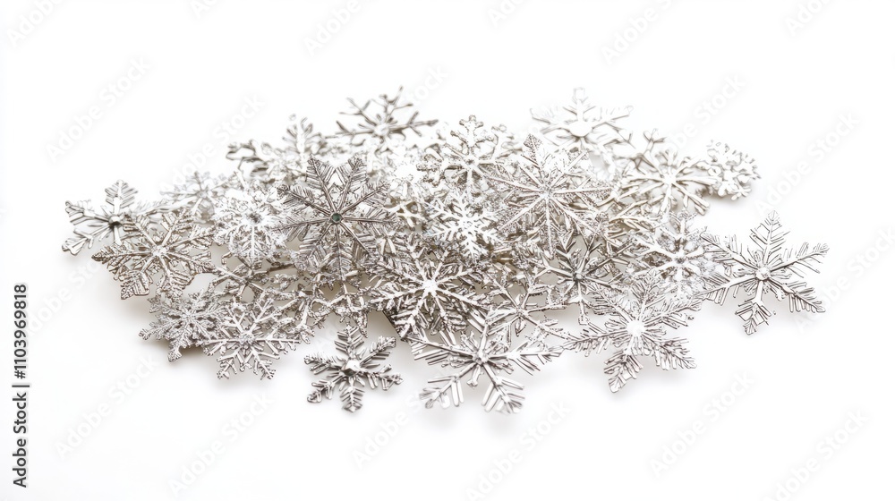 silver snowflakes christmas decoration isolated on white silver snowflakes christmas decoration isolated on white