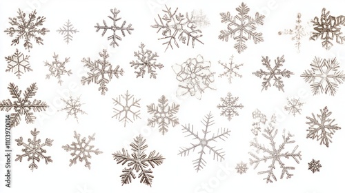 silver snowflakes christmas decoration isolated on white