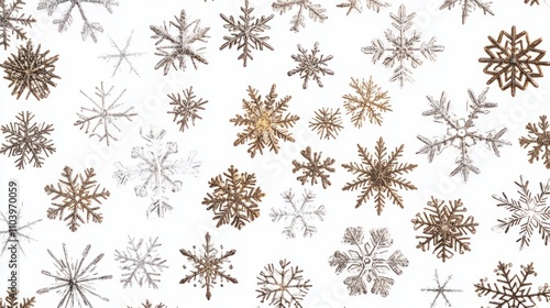 silver snowflakes christmas decoration isolated on white