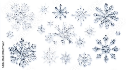 silver snowflakes christmas decoration isolated on white