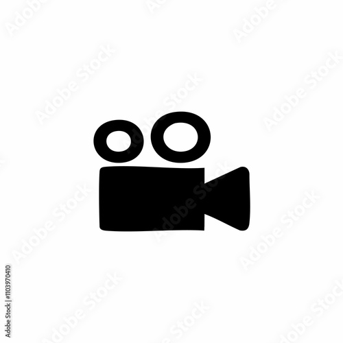 Minimalist Video Camera Icon - Film, Movie, and Record Symbol in Solid Black