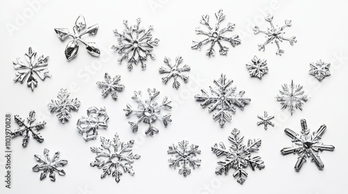 silver snowflakes christmas decoration isolated on white