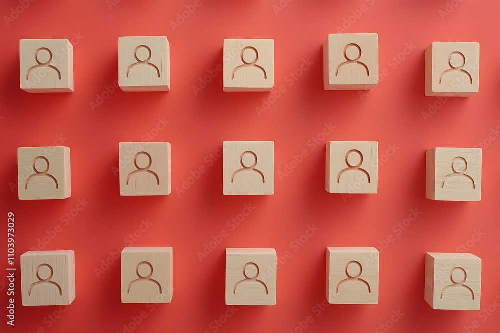 Simple Human Figure Blocks Unity and Team Symbol Simple Human Figure Blocks Unity and Team Symbol