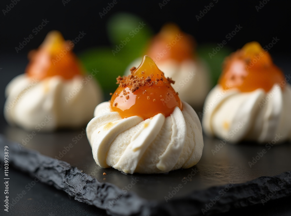 Sticky Rice Pavlova Bites,  Fusion menu ideas, desserts foods fusion 