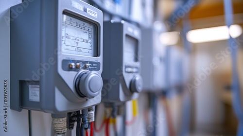 Close-up of Industrial Control Panel with Digital Display