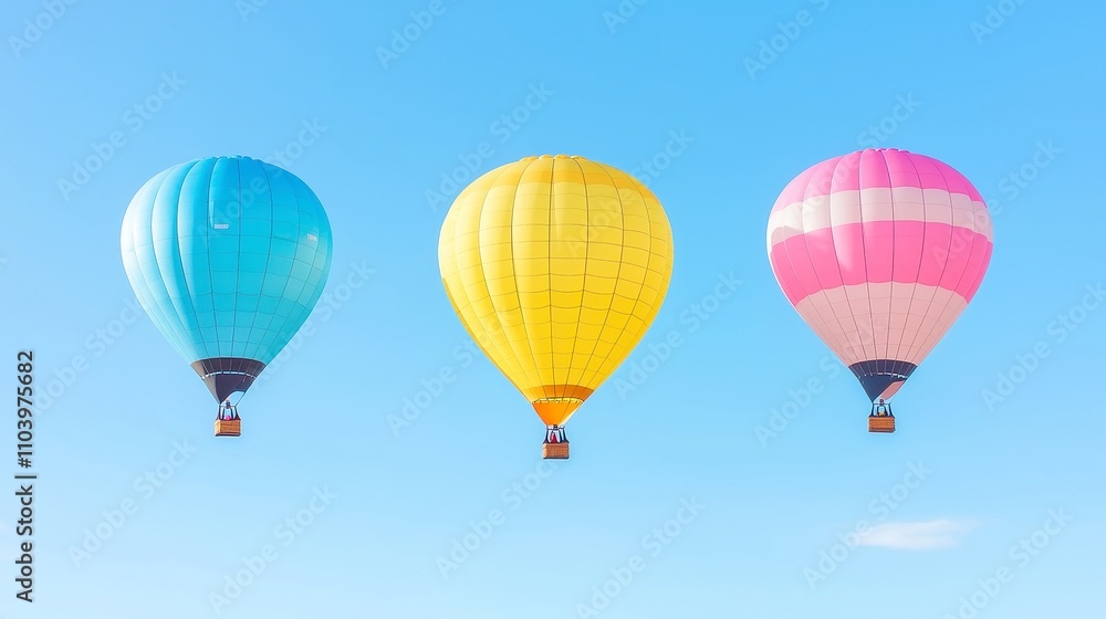 Obraz premium Colorful Hot Air Balloons Soaring Above, A vibrant display of balloons against a dreamy sky, symbolizing adventure and the essence of freedom in a picturesque landscape