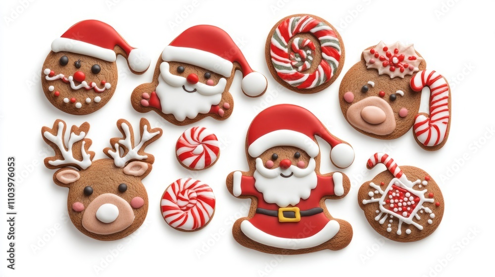 set of christmas cookies isolated on white set of christmas cookies isolated on white