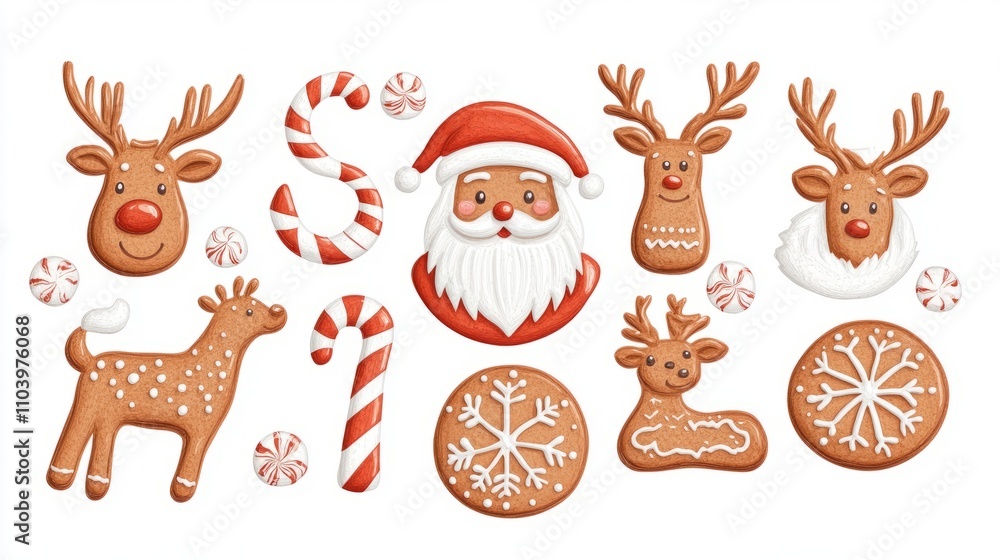 Fototapeta premium set of christmas cookies isolated on white