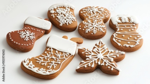 set of christmas cookies isolated on white