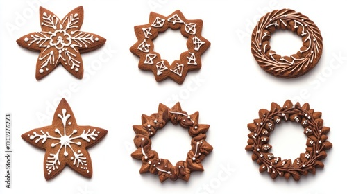 set of christmas cookies isolated on white