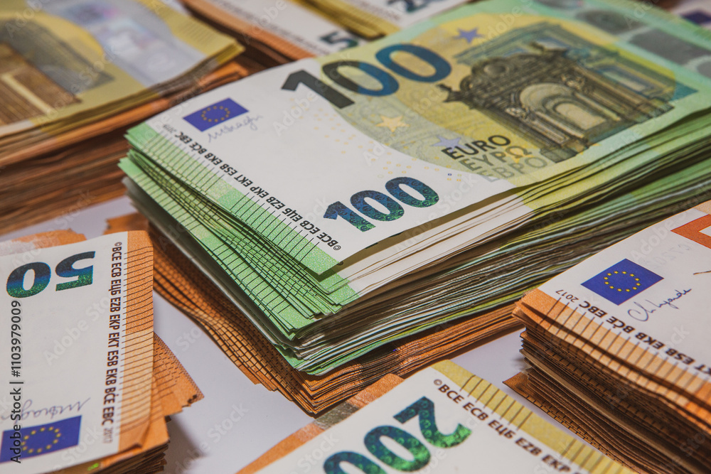 photo of European Union banknotes. Euro one of the strongest currencies in the world. background with money. enriching photo of European Union banknotes. Euro one of the strongest currencies in the world. background with money. enriching