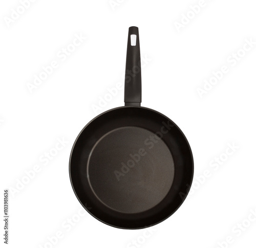 Black Pan with handle isolated on white background